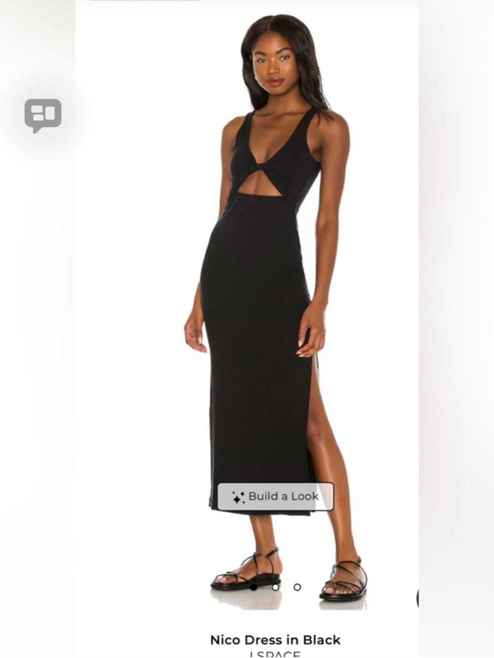 l*space Black Ribbed Twist-front midi Dress